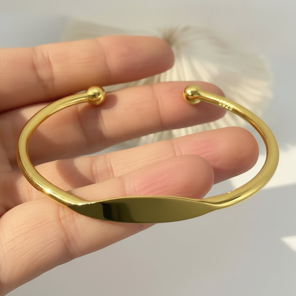 Bracelet demi cercle plat Jaune argent 925 NaharaBijoux