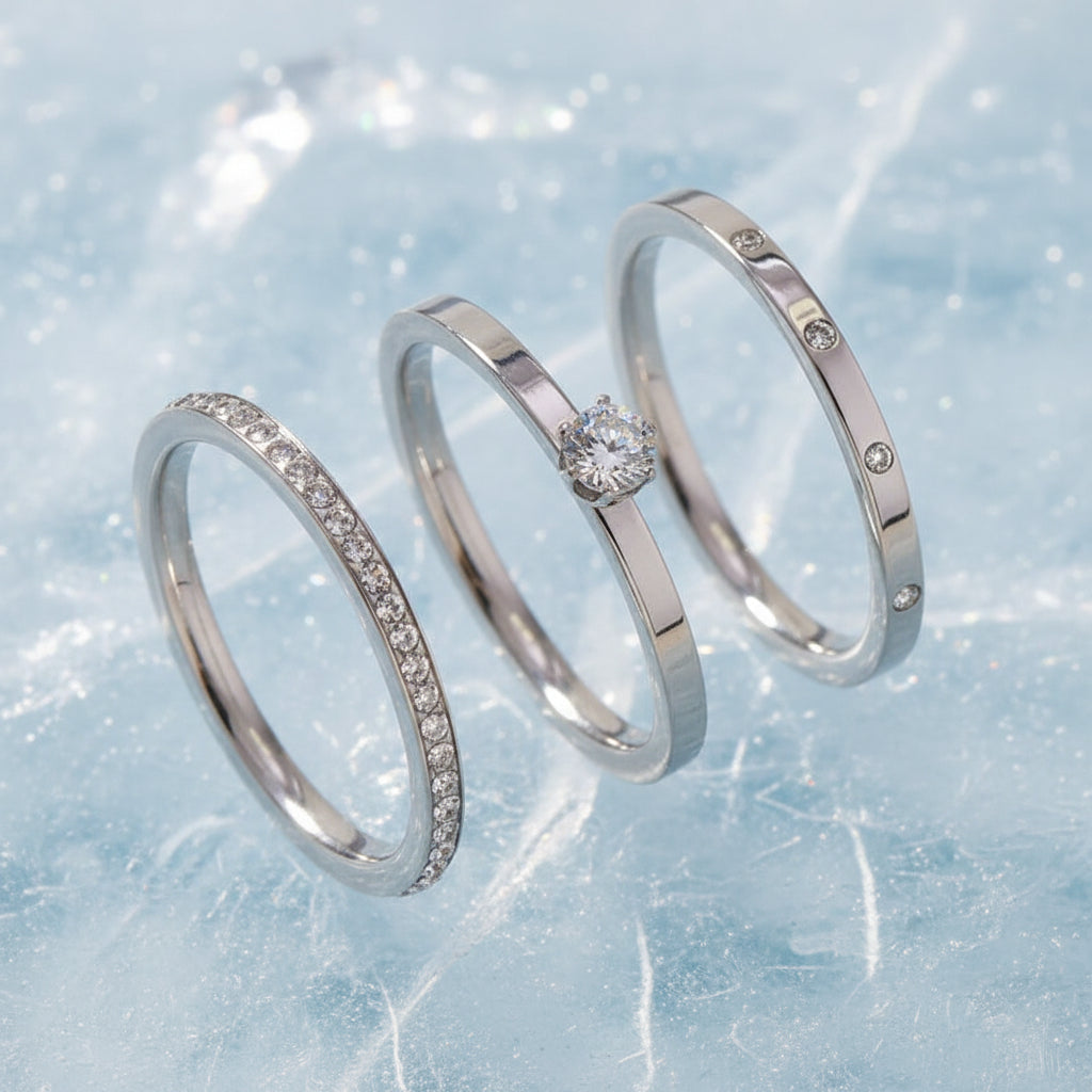 Bague trio argent sert de zirconium NaharaBijoux