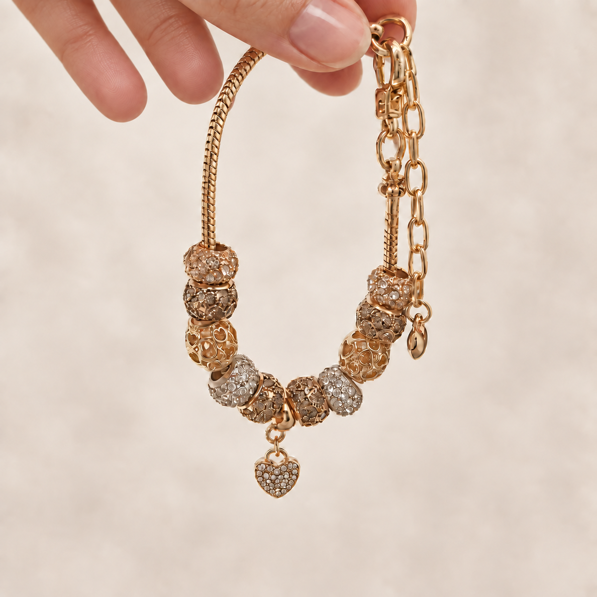 Bracelet Charms Cœur Doré