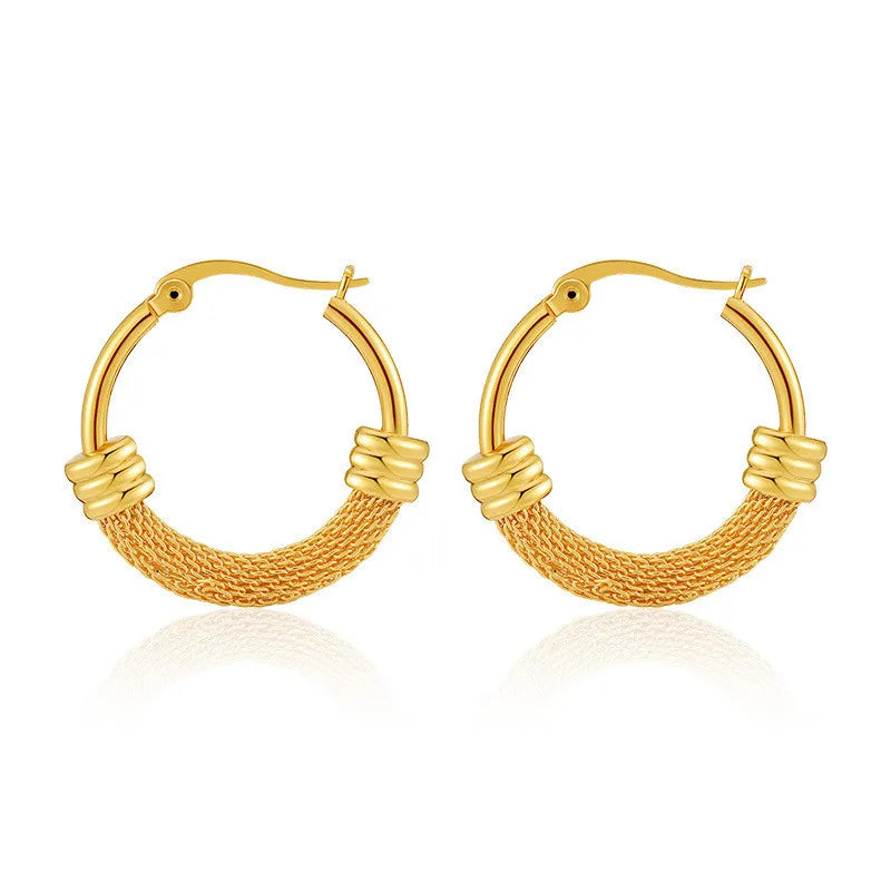 Geometric hollow circle stainless steel earrings Gold