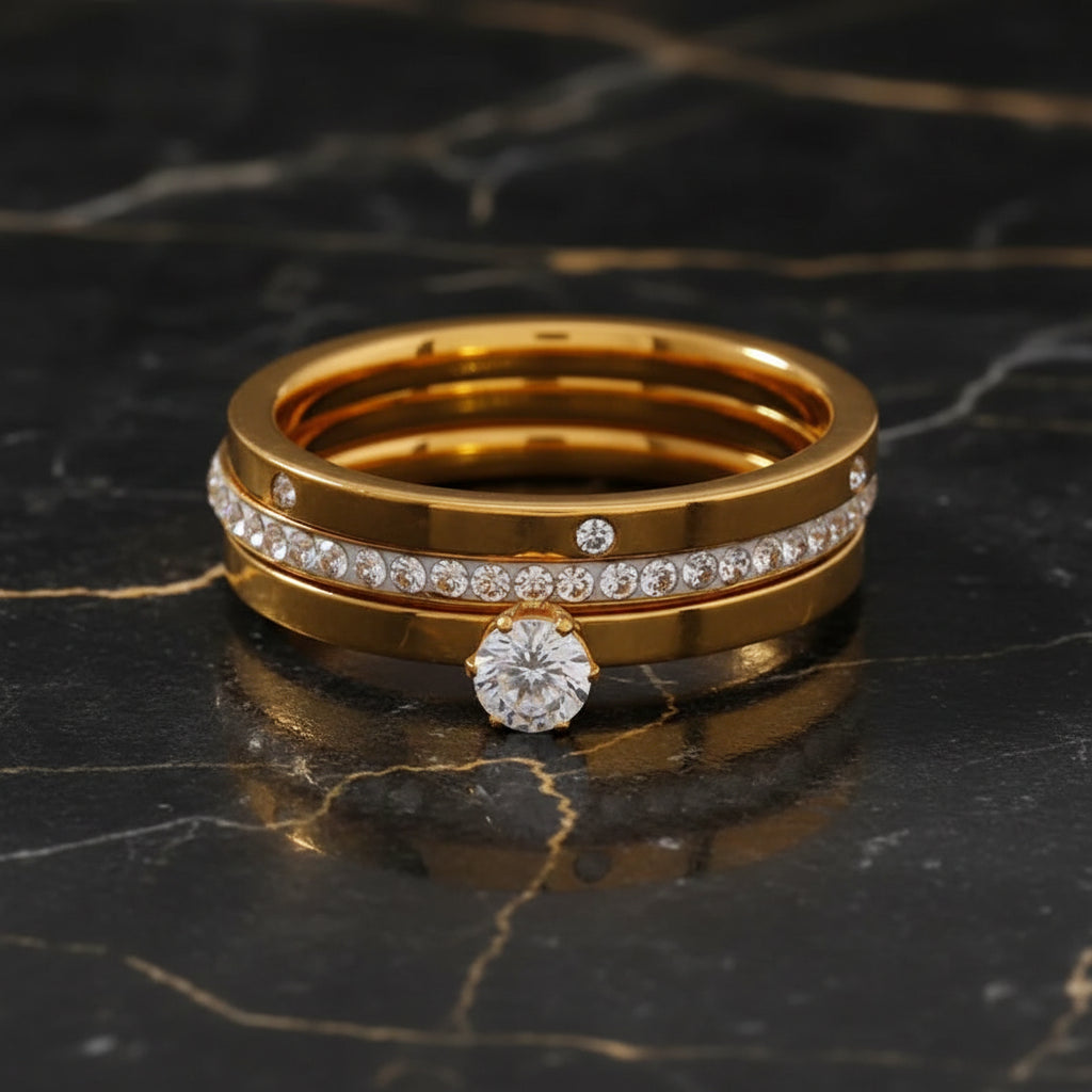 Bague trio alliance or NaharaBijoux 
