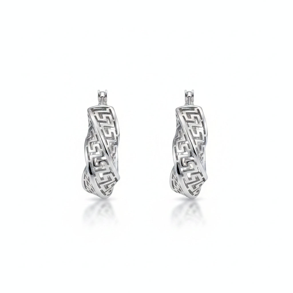 Boucle d'oreille torsadés en argent brillante
