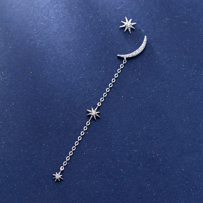 Boucle d'oreille pendante lune et étoile NaharaBijoux 