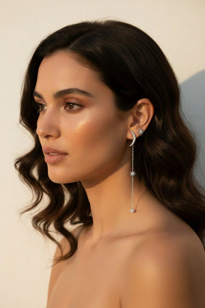 Boucle d'oreille pendante argenté strass NaharaBijoux 