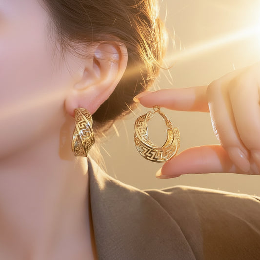 Boucle d'oreille torsadés or jaune NaharaBijoux 