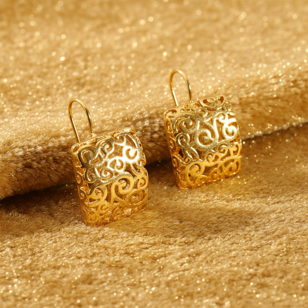Boucles d'oreilles arabesque doré NaharaBijoux carré