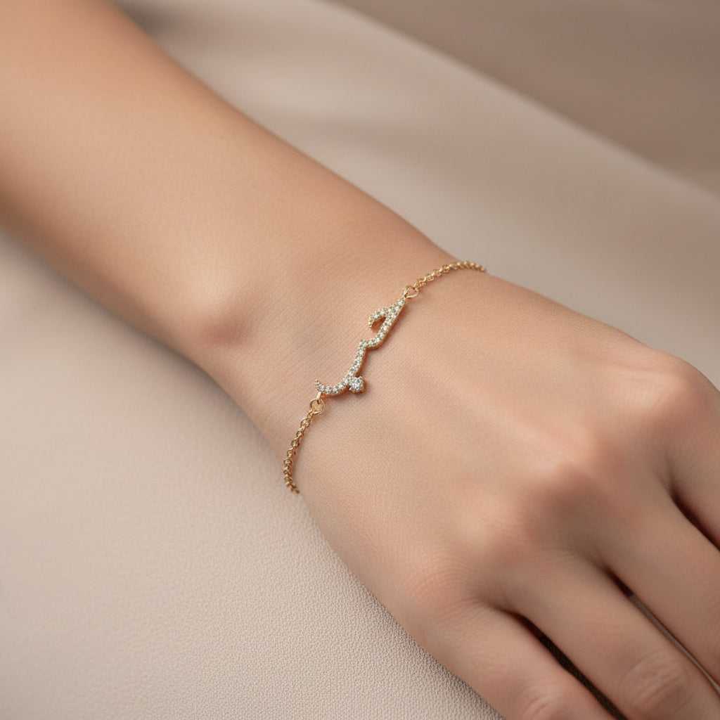 Bracelet "amour" arabe or rose strass NaharaBijoux