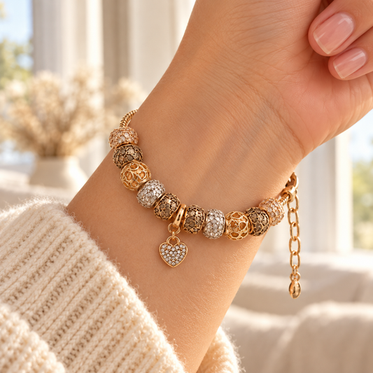 Bracelet Charms Cœur Doré