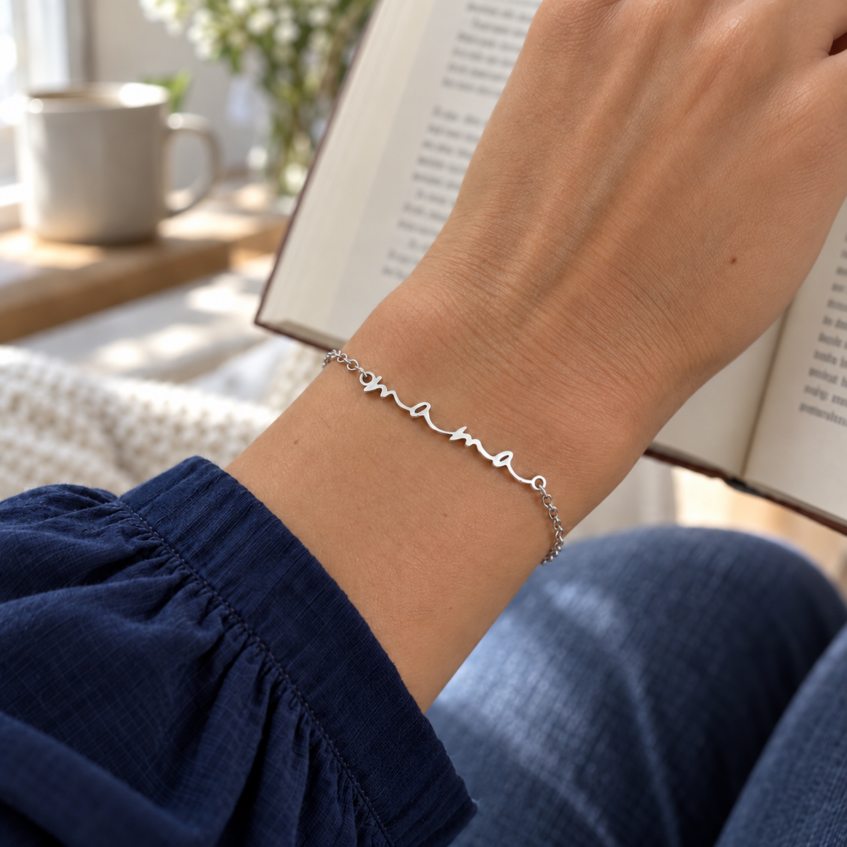 Bracelet Mama argenté en acier inoxydable – Cadeau pour maman