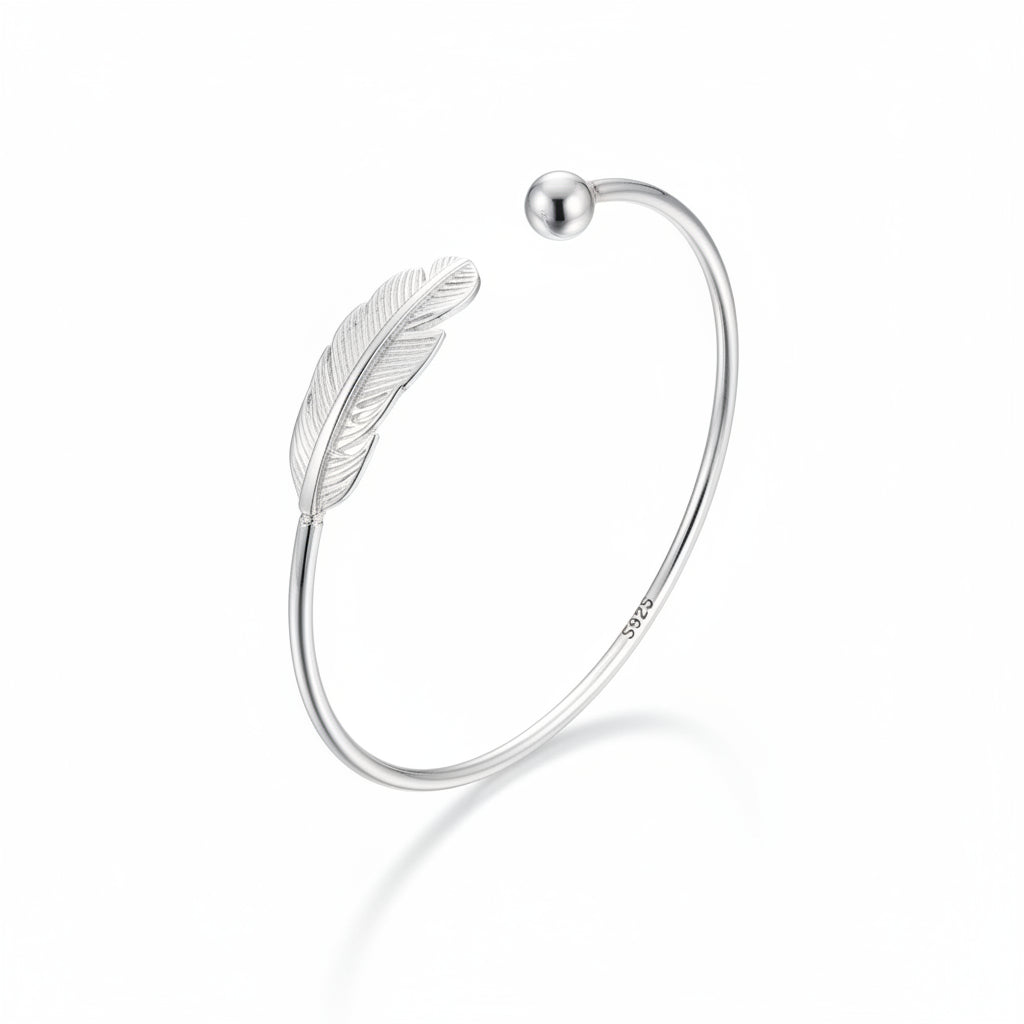 Jonc Demi cercle  plume NaharaBijoux argent 925