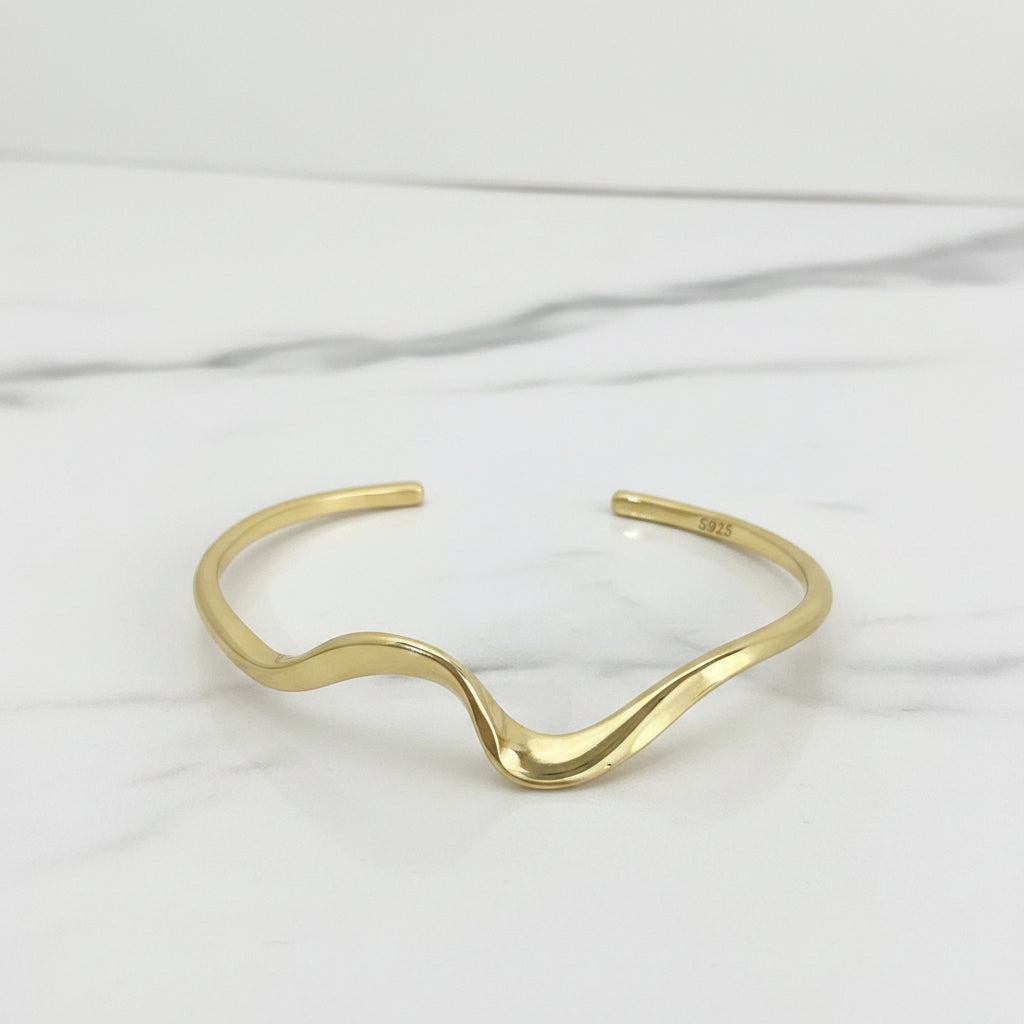 Bracelet ondulé jaune argent 925 NaharaBijoux 