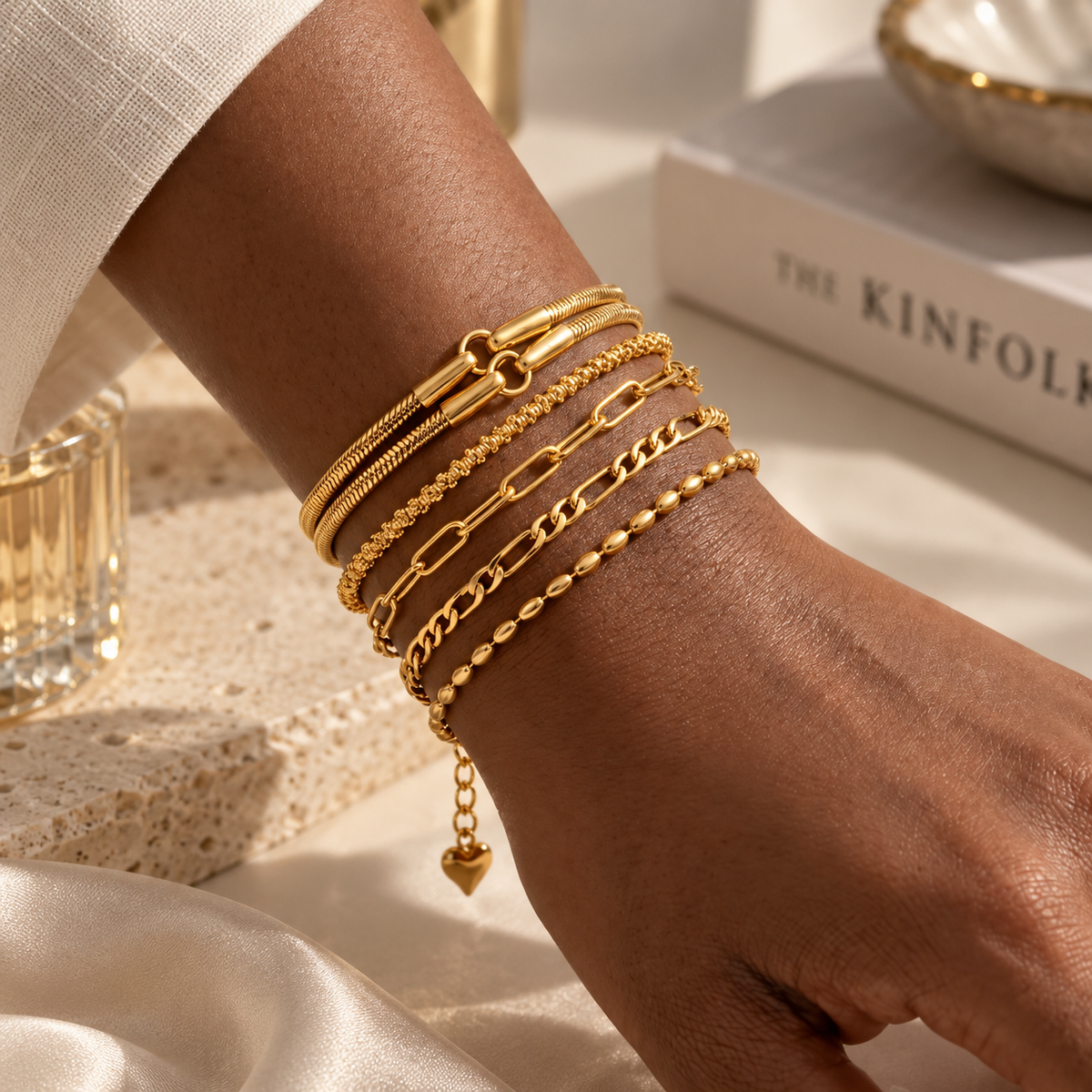 Bracelets empilés or doré NaharaBijoux acier inoxydable magnifique
