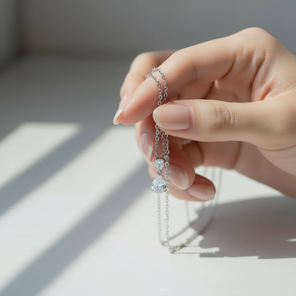 Collier Argent 925 Moissanite - Pendentif Goutte d'Eau NaharaBijoux