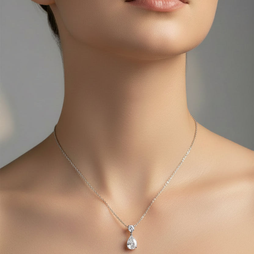 Collier pendentif moissanite goutte d'eau argent 925 NaharaBijoux 
