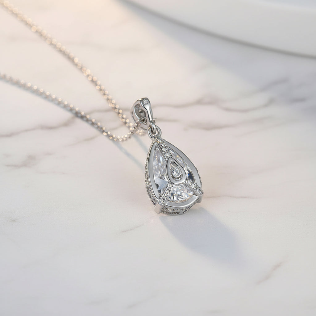 Collier Argent 925 Moissanite - Pendentif Goutte d'Eau NaharaBijoux 