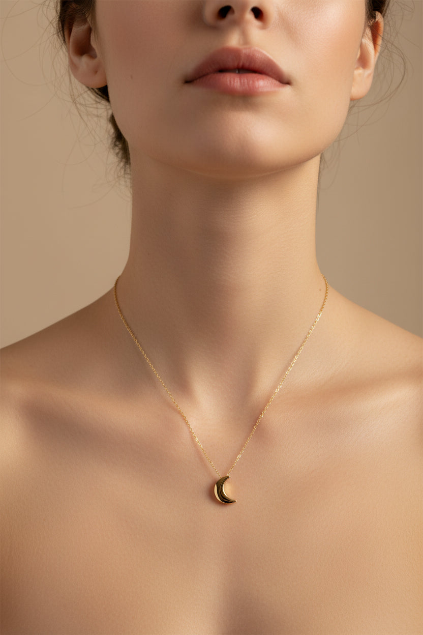 Collier lune dorée NaharaBijoux