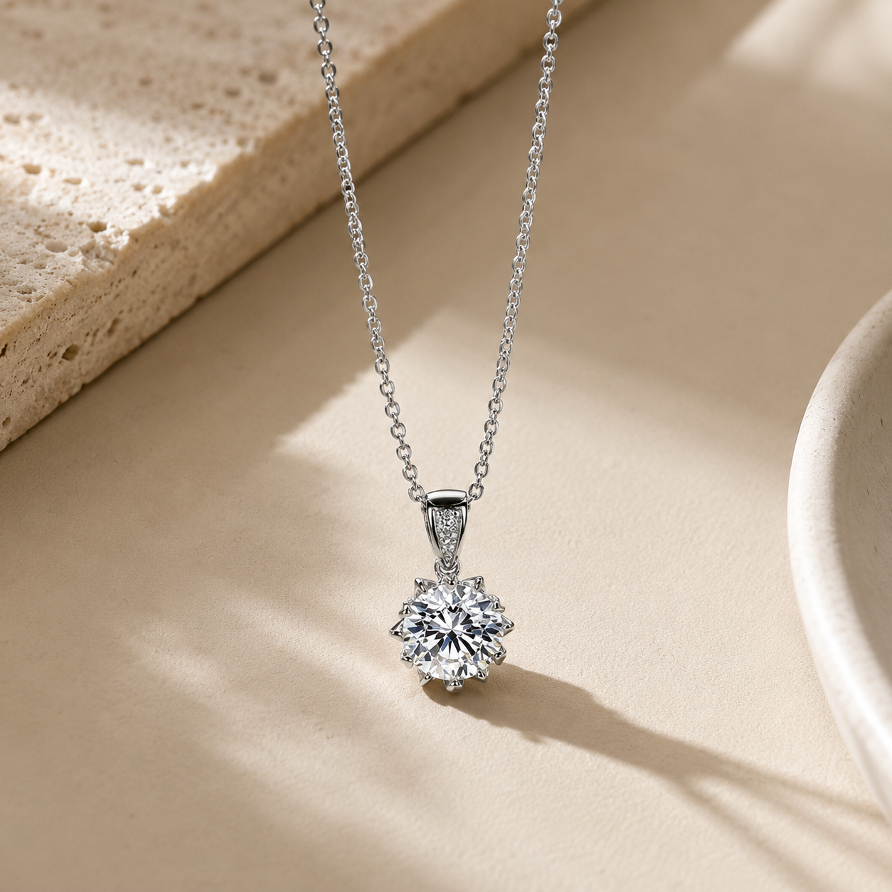 Collier pendentif moissanite 1 carat en argent 925
