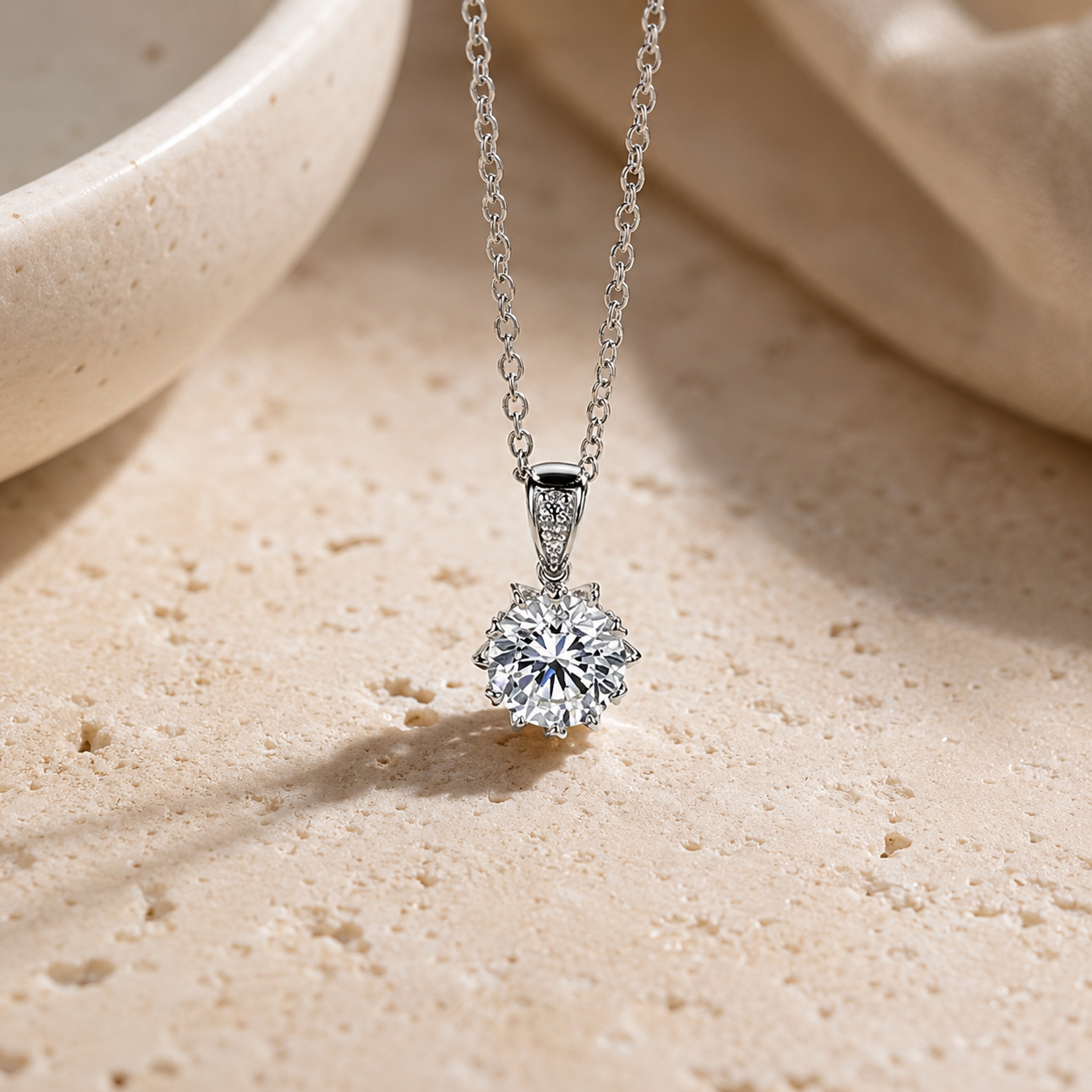 Collier pendentif moissanite 1 carat en argent 925
