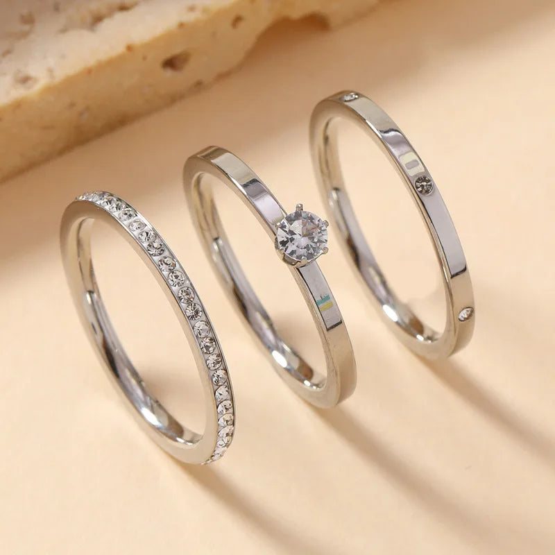Trio bague Or, Argent, Rose