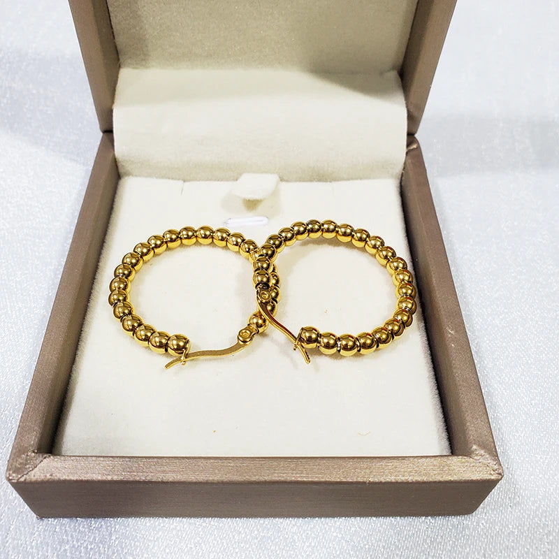 Boucle d'oreille en acier inoxydable creux géométrique cercle Or