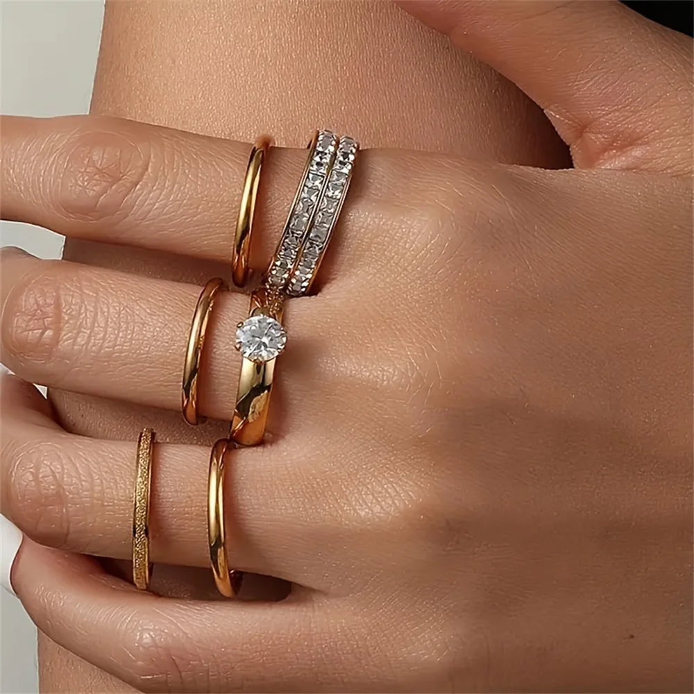 Trio bague Or, Argent, Rose