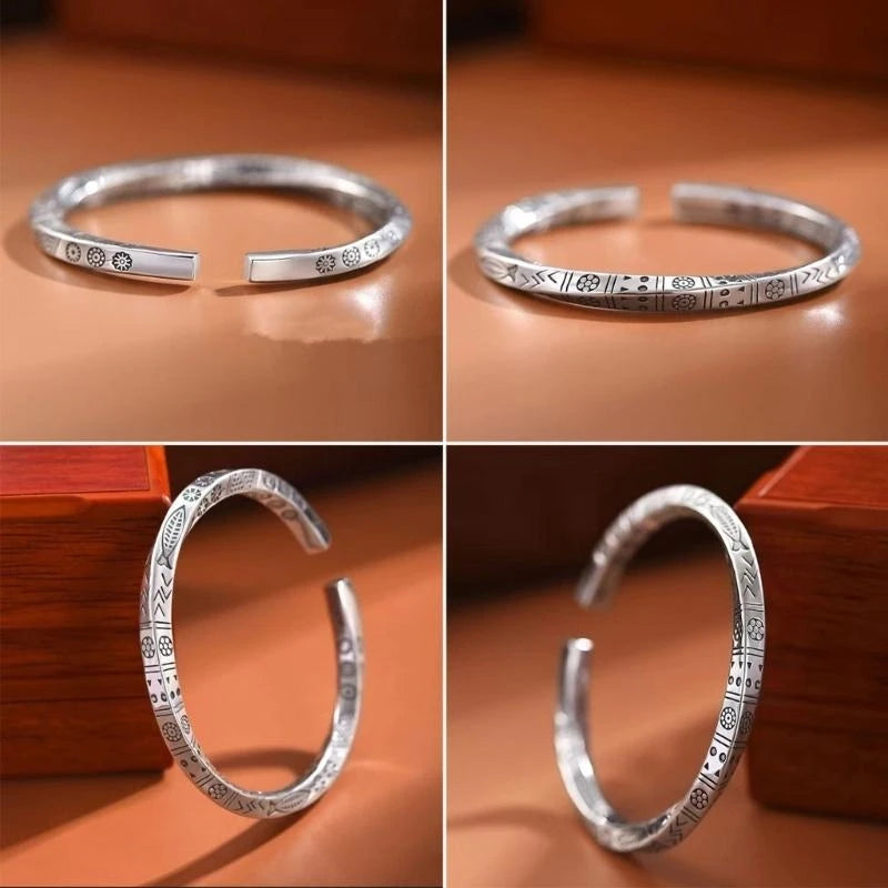 Bracelet Manchette Möbius en Argent 925 - Design Bohème Totem