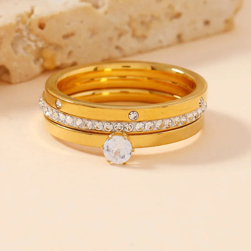 Trio bague Or, Argent, Rose