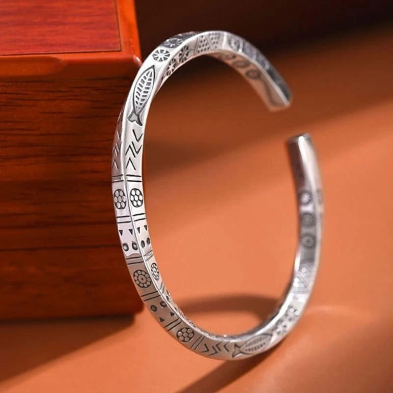 Bracelet Manchette Möbius en Argent 925 - Design Bohème Totem