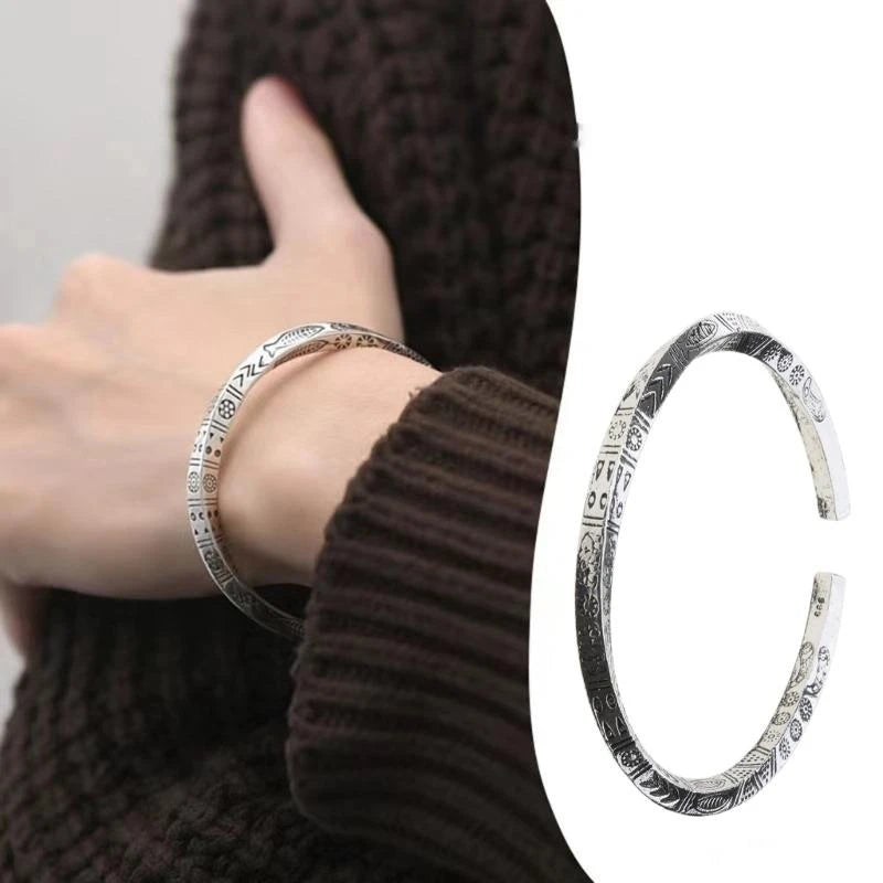 Bracelet Manchette Möbius en Argent 925 - Design Bohème Totem